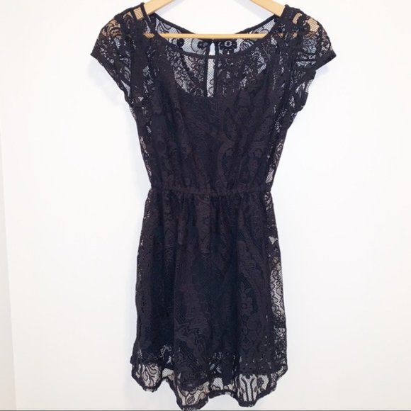 HOLLISTER Navy Lace Skater Dress - Size XS - Picture 1 of 5